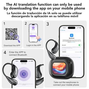 Translator Earphone Wireless Headphones Bluetooth Translation Earbuds Superb Bass HiFi,13mm dynamic coil Built-in Mic