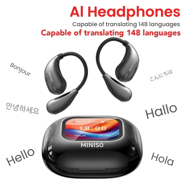 Translator Earphone Wireless Headphones Bluetooth Translation Earbuds Superb Bass HiFi,13mm dynamic coil Built-in Mic